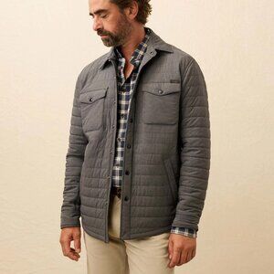 Faherty Mens Puffer Shirt Jacket Gray Sz L